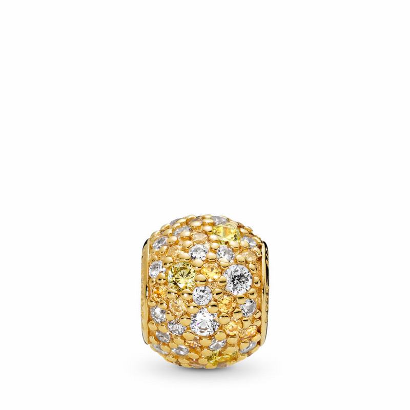 Pandora Shine™ Golden Mix Pavé Charm Ireland - 18ct Gold Plated/Yellow/Cubic Zirconia - 015368DYF